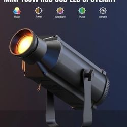 100w Profile Stage Spotlight RGB 3 IN 1 Pinpoint Spotlight. Model# ZQ07053. MSRP 138.32. New/Unused. Stage Spotlight Equipped with 100w RGB COB Bead