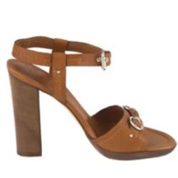 👡 Dior Leather Ankle Strap Sandals – Dark Orange, Size 37.5