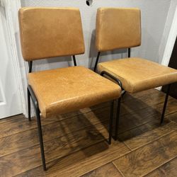 West Elm Wire Frame Leather Dining Chair Mid Century Modern