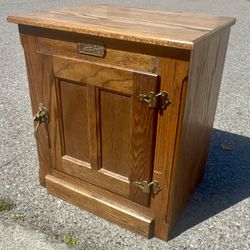 Vintage White Clad Oak Wood Ice Box Nightstands Cabinet Chest