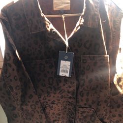 Universal thread Target Denim Leopard jacket