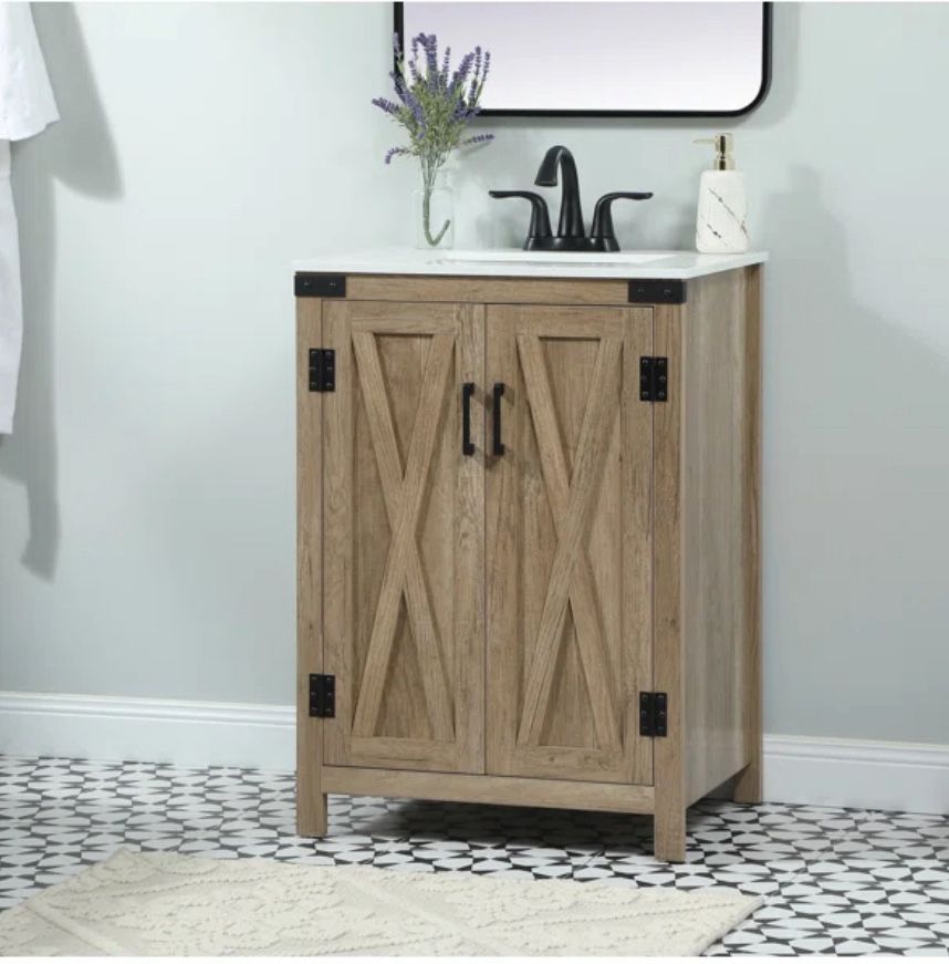 Beautiful Brand New 24” Farmhouse Style Single Vanity With Sink. Excellent condition.