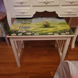 White Table With Picture.