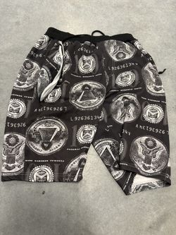 G-NET Men’s XL Black  Shorts With Currency Money Graphics Baller  23” Length