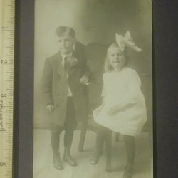RPPC Brother Sister 1900s Children Siblings Portrait Thompson's Studio Plentywood Montana Antique Real Postcard Post Card PC Collectible