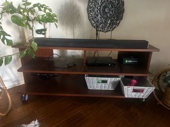 Wood TV Stand with Casters