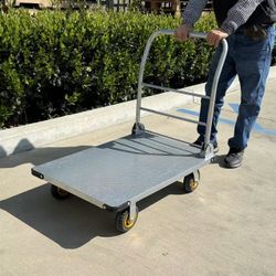 New In Box 1600 Lbs Capacity Commercial Grade 3x2 Feet Platform Foldable Flatbed Push Cart Dolly Heavy Duty Wheels 
