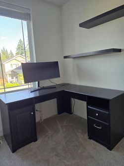[Move out Sale]Bush Furniture- Cabot 60W L Shaped Computer Desk with Storage in EspressoNew