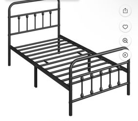 Black Metal Bed Frame with Headboard and Footboard