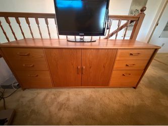 MCM OFFICE SET: Vintage Teak Office Credenza, Office File Cabinet, & Rolling Desk Return