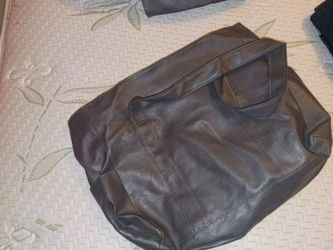 Gray Faux Leather Tote Bag