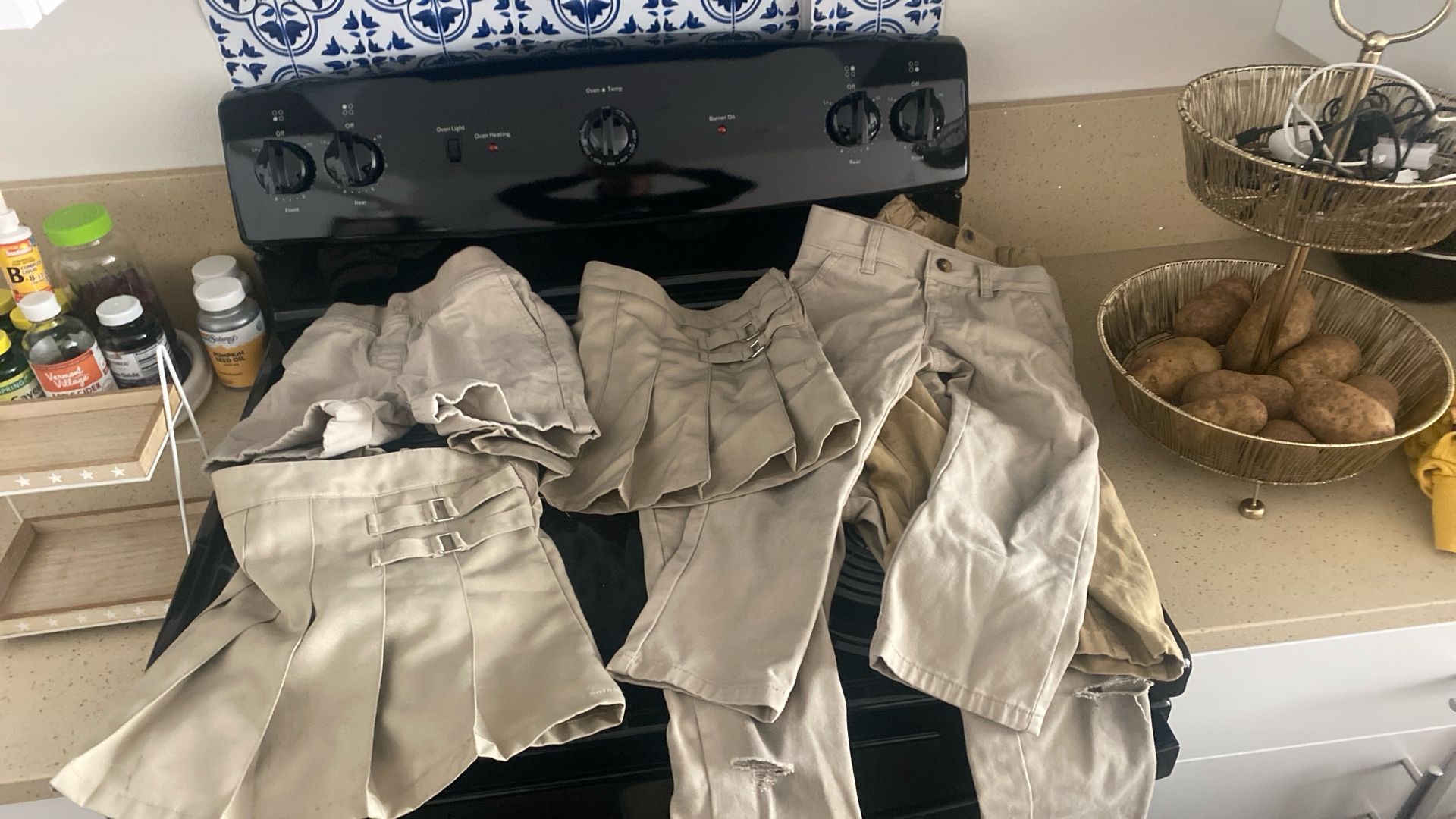 Khaki Uniform Pants And Skirt And Shorts