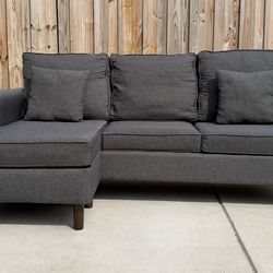 Modern Charcoal Sectional w/ Reversible Chaise – Clean – Delivery Available 🚚