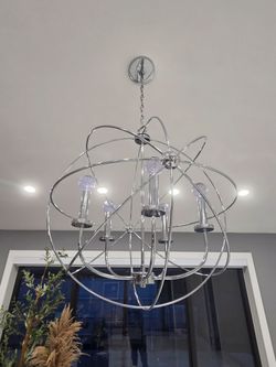 5 lights sphere silver chandelier