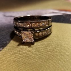 Princess Cut White Sapphire Black Gold Fill 