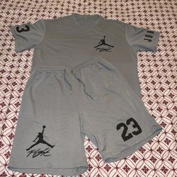 Jordan Color Grey Shirt, And Short Pants