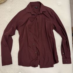 H&M Mens Dark Red (Maroon) Dress Shirt - Size Medium
