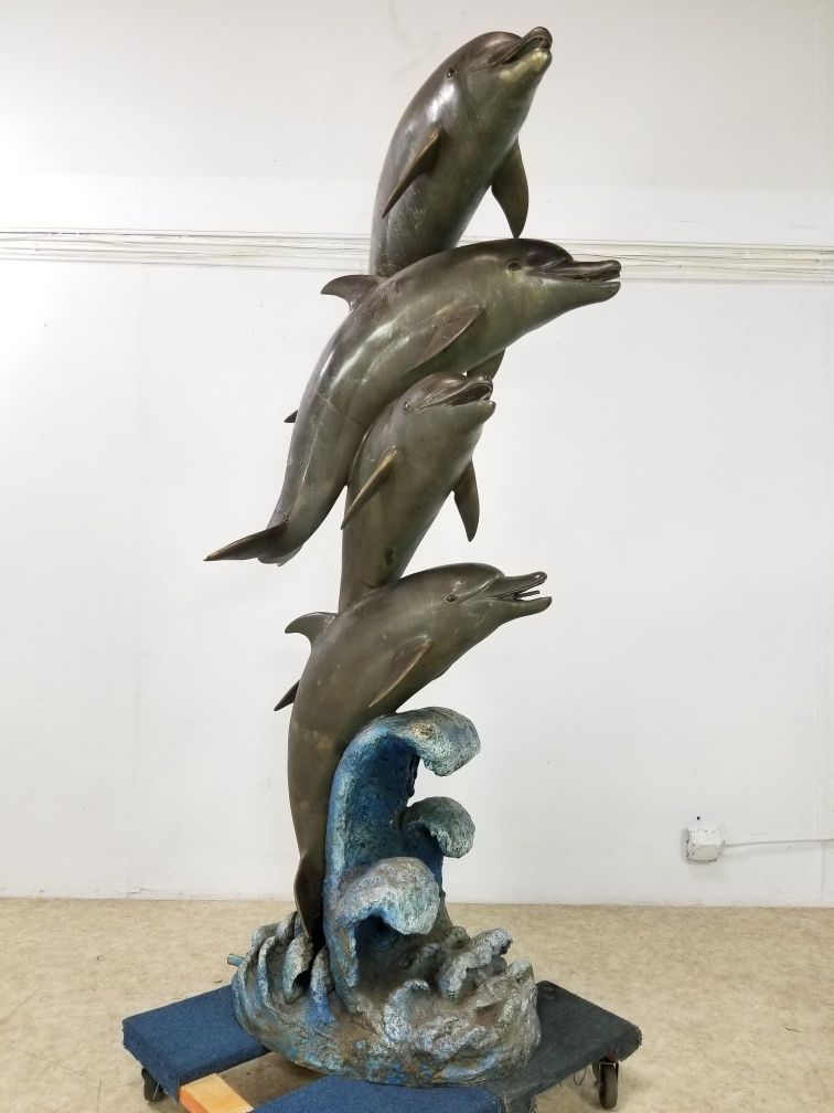 monumental bronze Dolphins water fountain