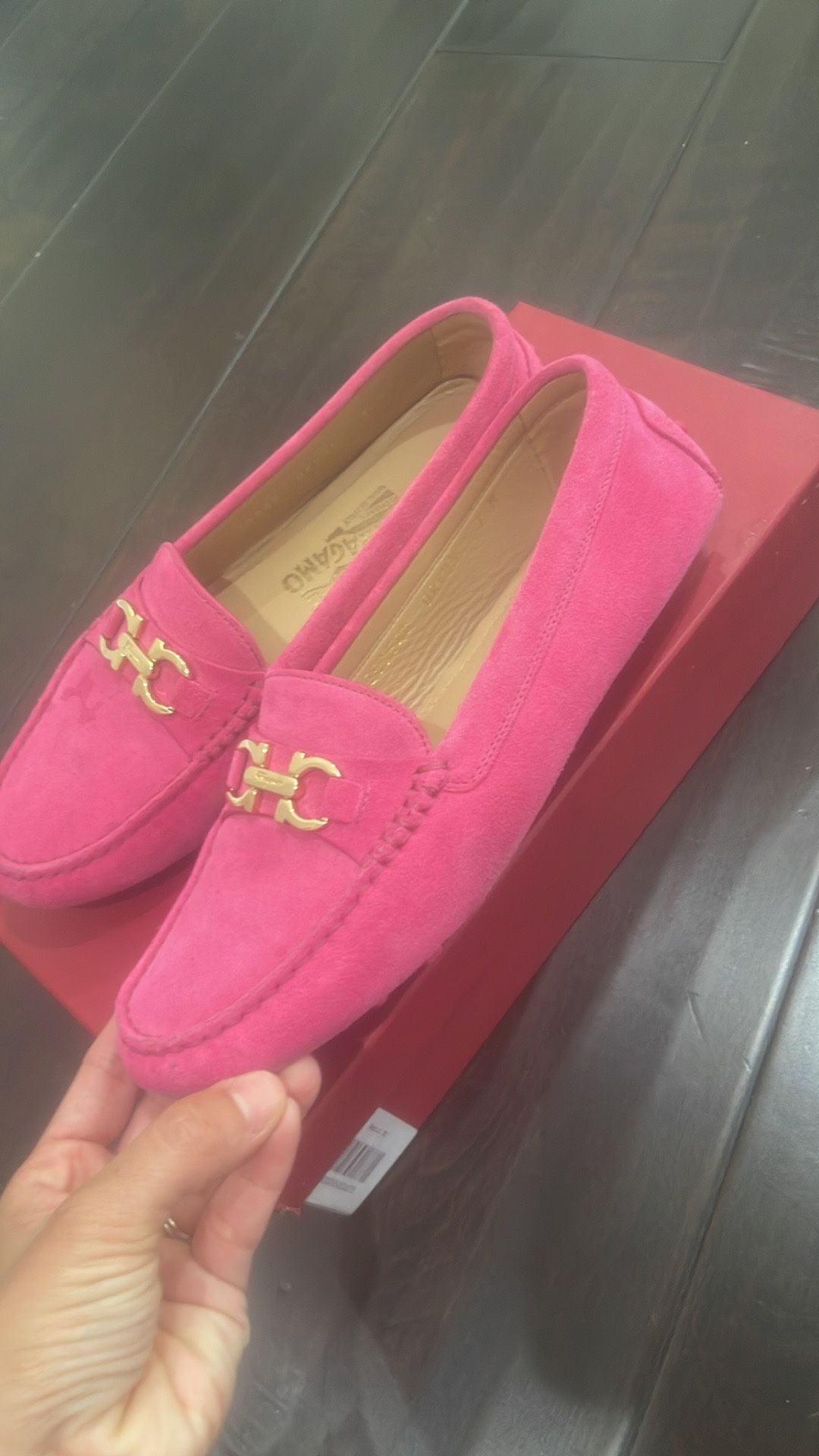 Hot Pink Suede Loafers