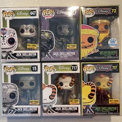 Jack Skellington Funko Pop Set *MINT* Hot Topic Exclusive Sugar Skull Blacklight Snake Eyes Disney Nightmare Before Christmas 717 447 protector NBC