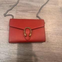 Gucci Red Leather Purse (long strap) 