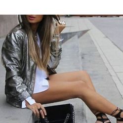 Zara women shinny Bomber Jacket