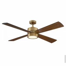 52 in. Indoor Natural Brass Ceiling Fan with Light and Remote Control