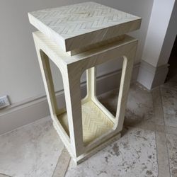 white bone inlay accent table 