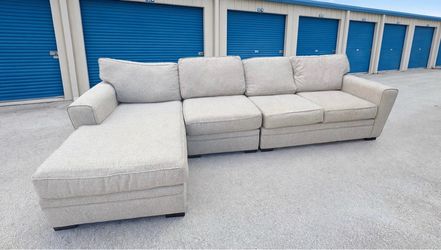 Beige Fabric Sectional Sofa with Chaise