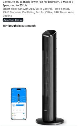 GoveeLife 36-Inch Black Smart Tower Fan