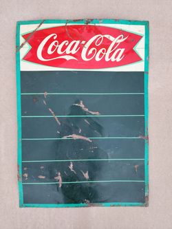 Vintage 1959 Coca Cola Fish Tail Chaulk Board Coke Soda Pop Sign