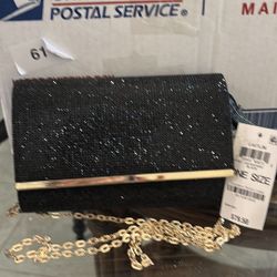 Sparkly clutch purse with chain handle
