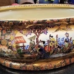 Vintage Gilded Asian Painted Basin