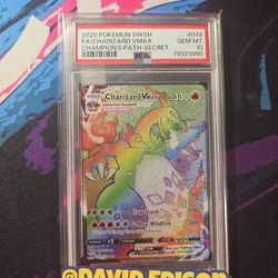 Pokemon Charizard Vmax Rainbow PSA 10 Champion’s Path FA Secret 74/73 Pokémon