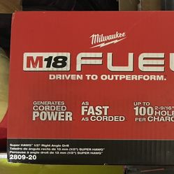 Milwaukee 18m Super Hawg 1/2” Right Angle Drill