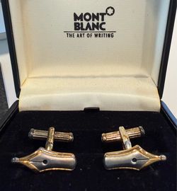 Mont Blanc Meisterstück Fountain Pen Design Gold & Silver Cufflinks