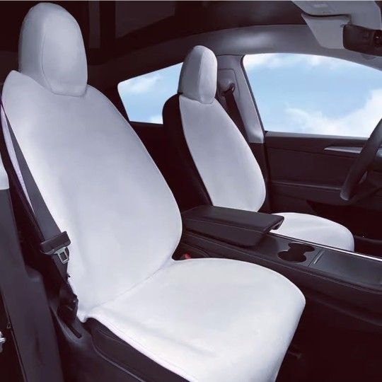 Custom Fit Tesla Model Y/3 One-Piece Front Seat Cover (1 Pcs, White)