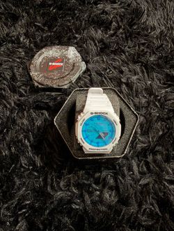 Casio G-Shock Watch White with Blue Dial