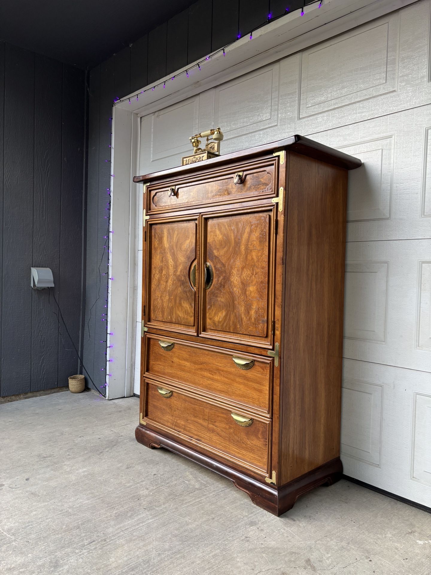 Vintage Mid Century Brass Storage Chest of Drawers Armoire •FREE DELIVERY•