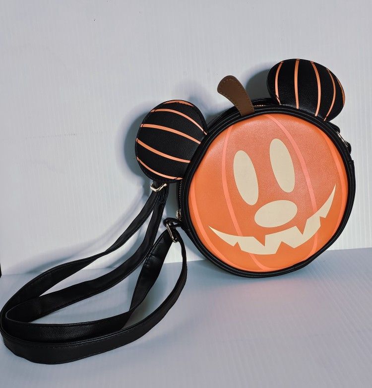 Bioworld Disney Mickey Mouse Jack-O-Lantern Glow In The Dark Halloween Crossbody
