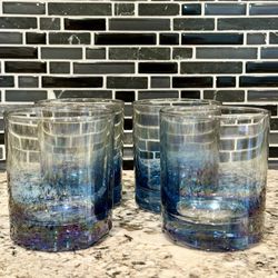 Blue Iridescent Whiskey Glasses 