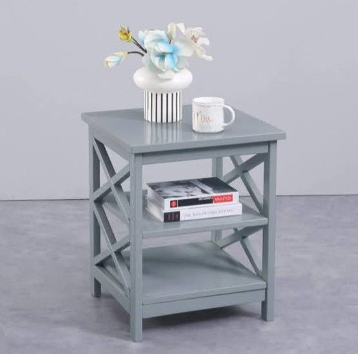 New Solid Wood Quality End Tables Grey Now Juat $15 Each. Was $139.99