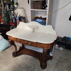 Antique table with marble top