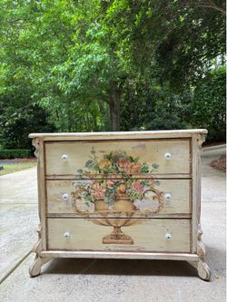 Hand Painted French Style Chest of Drawers with a Distressed “Shabby Chic” Look and Feel