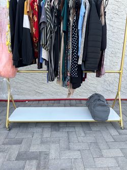 Gold Metal Clothing Rack 2 Tier Hanging Rack