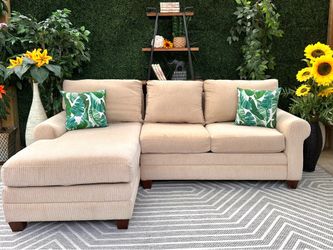 Used Bassett Beige L Sectional Couch w/Chaise