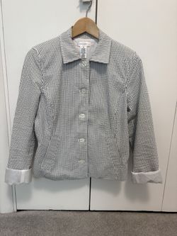 Isaac Mizrahi Poplin Striped Jacket SZ M