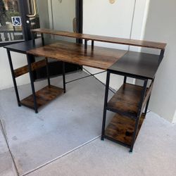 New In Box 59x24x36 Inch Tall Office Computer Desk Table With Tower And 2 Tier Bookshelf