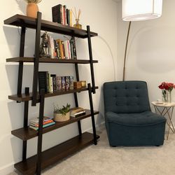 5-Shelf Dark Brown Wooden Bookcase 