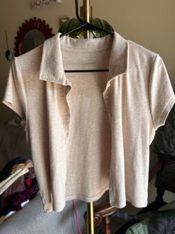 American Eagle Outfitters Cream Button Down Crop Top
